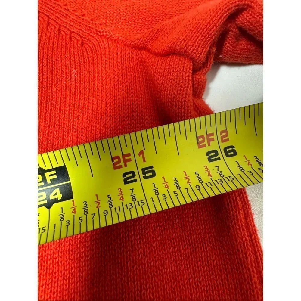Tommy Hilfiger Sweater Mens XXL Orange Cotton V Neck Knit Long Sleeve Pullover
